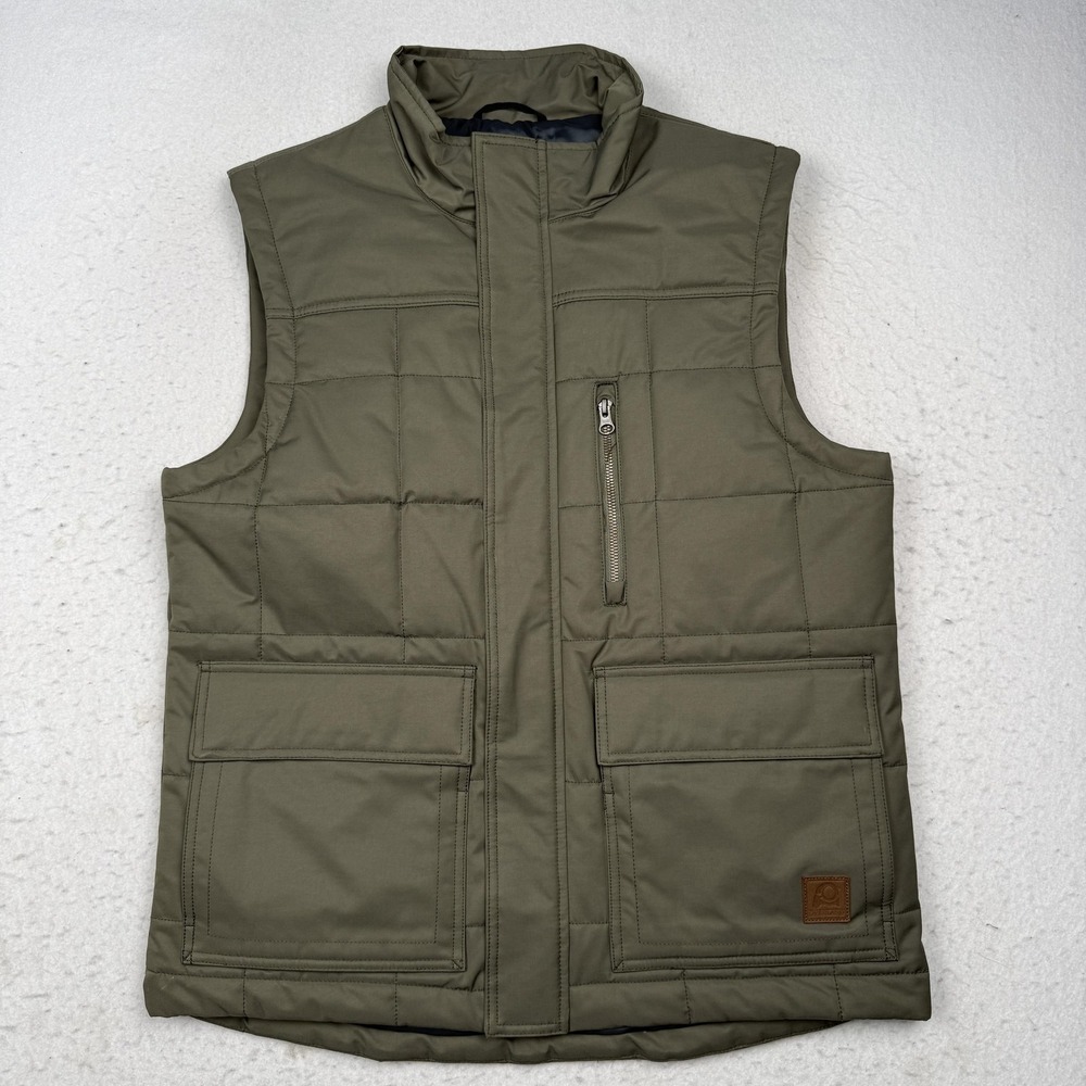 Overland Vest Mens Medium Green Quilted Insulated Full Zip Outdoor Workwear